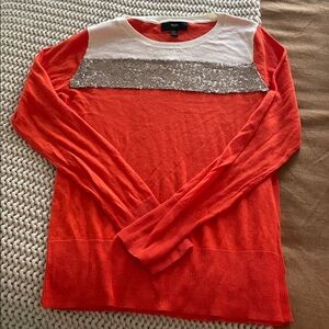 Mossimo Sweater Womens Pullover Size Medium Orange Long Sleeve Sequins EUC‎
